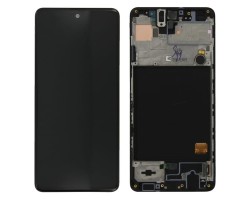 Kijelző Samsung Galaxy A51 (SM-A515F)  előlap + LCD kijelző + érintőpanel komplett kerettel fekete GH82-21669A 