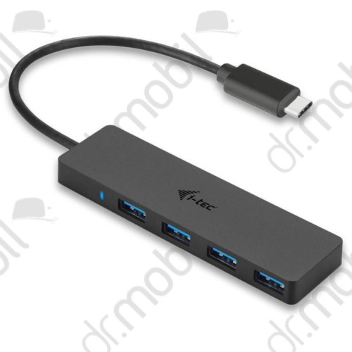 HUB I-TEC Slim elosztó (USB-C, 4x port), fekete 