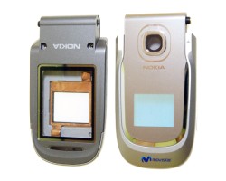 Előlap Nokia 2760 flip felső komplett alkatrészes arany – ezüst (movistar logós)