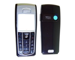 Előlap Nokia 6230i komplett ház fekete - ezüst (utángyártott)