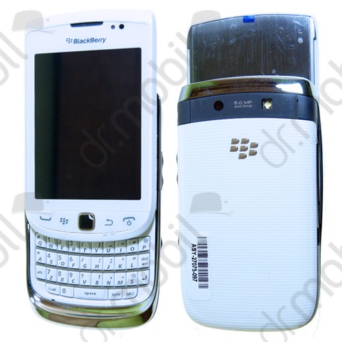 Előlap komplett ház BlackBerry 9810 Torch (lcd +erintő +akkufedél +csúszka billentyűzet) fehér