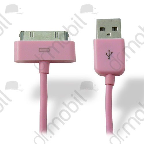 Adatkábel Apple iPhone 4S (MA591G kompatibilis) pink USB