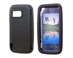 Tok hátlapvédő gumi Nokia 5800 fekete szilikon 