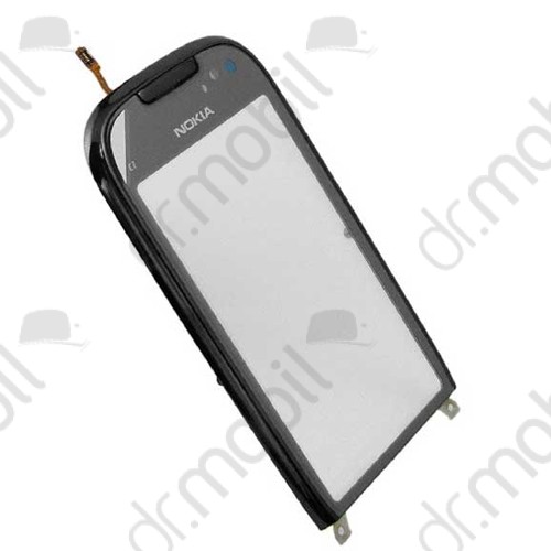 Előlap Nokia C7-00 (érintő panellel) kerettel fekete (utángyártott)