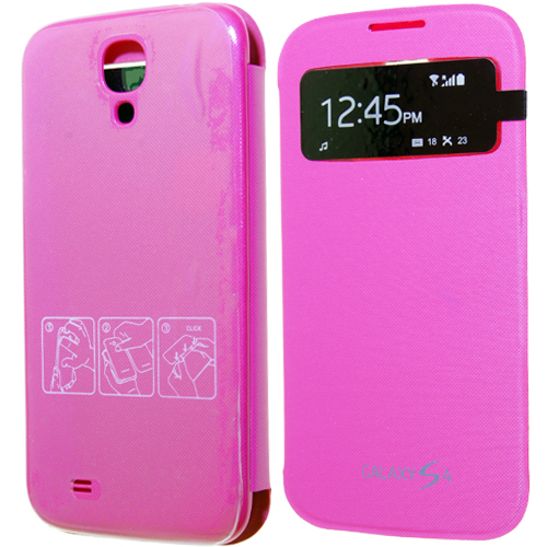Tok flip cover Samsung GT-I9505 Galaxy S IV. (ablakos, aktív) rózsaszín