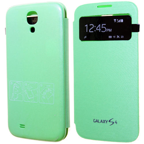 Tok flip cover Samsung GT-I9505 Galaxy S IV. (ablakos, aktív) zöld
