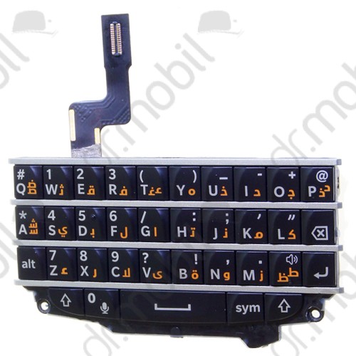 Billentyűzet BlackBerry Q10 (panel, átvezető fólával) (QWERTY+ arab) fekete