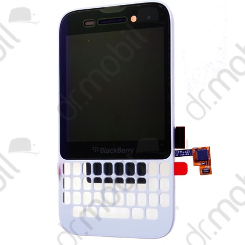 Kijelző előlap BlackBerry Q5 (lcd, érintőpanel, átvezető fóliával, előlap keret) fehér