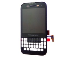 Kijelző előlap BlackBerry Q5 (lcd, érintőpanel, átvezető fóliával, előlap keret) fekete