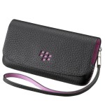 Tok fekvő BlackBerry 9105 Pearl 3G bőr fekete - pink ASY-29559-001