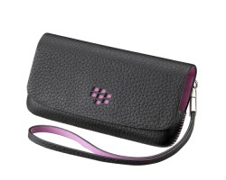 Tok fekvő BlackBerry 9105 Pearl 3G bőr fekete - pink ASY-29559-001