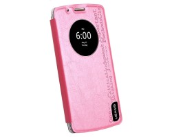 Tok álló flip LG G3 - LG D855 USAMS Merry műanyag telefonvédő  (bőr, oldalra nyíló, hívószámkijelzés, S-View cover) rózsaszín