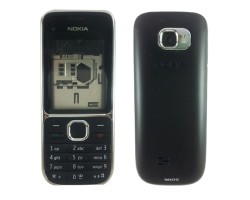 Előlap Nokia C2-01 komplett ház előlap + akkufedél billentyűzet fekete (utángyártott)