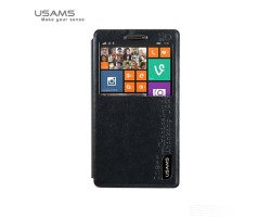 Tok álló flip Nokia Lumia 930 USAMS Merry műanyag telefonvédő (bőr, oldalra nyíló, hívószámkijelzés, S-View cover) fekete