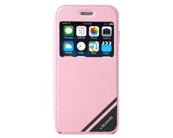Tok álló flip Apple iPhone 6 USAMS Viva ablakos bőr pink