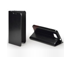 Tok álló bőr Samsung SM-G930 Galaxy S7 (oldala nyitható, szilikon belsővel) flip fekete