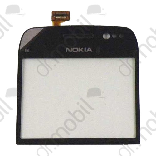 Érintő Nokia E6-00 fekete előlap plexi (utángyártott)