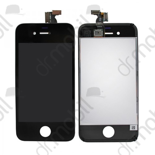 Kijelző Apple iPhone 4 (lcd, érintőpanel, átvezető fóliával, keret) fekete 