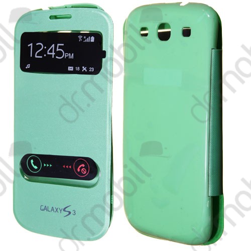 Tok flip cover Samsung GT-I9300 Galaxy S III. (ablakos) zöld