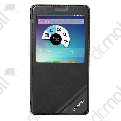 Tok álló flip Samsung SM-N910C Galaxy Note 4. USAMS Viva ablakos bőr fekete (NOTE4FF)