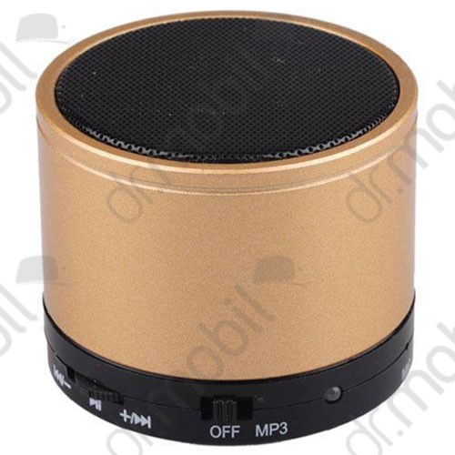 Bluetooth hangszóró S10 metal arany (kihangosító,fm, mp3 microSD lejátszó) 