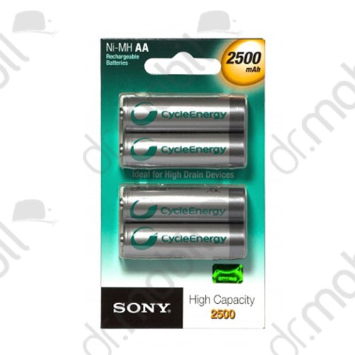 Elem újratölthető ceruza AA NH-AA-B4EN Sony újratölthető 2500 mAh AA ceruza akkumulátor - 4 db/csomag