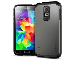 Hátlap tok Samusng SM-G900 Galaxy S V. Spigen SGP Case Tough Armor Series szürke - fekete (Galaxy S5)
