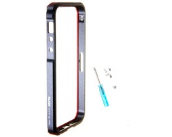 Tok bumper Apple iPhone 5 / 5S keret fém fekete - piros