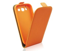Tok álló bőr Apple iPhone 4 / 4S (ultra slim design, rejtett mágneses zár) szilkon keretes flip narancs