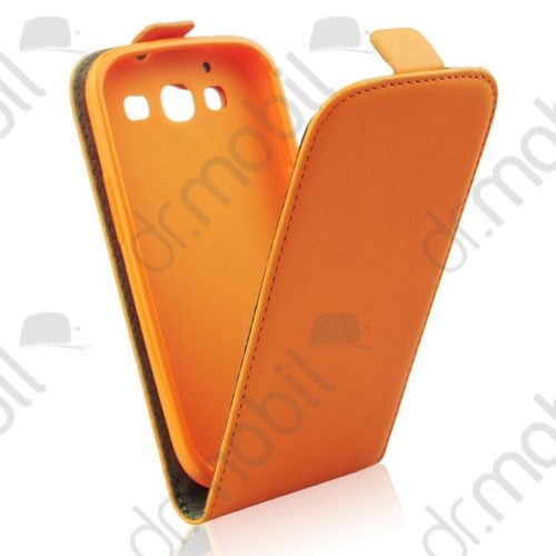 Tok álló bőr Apple iPhone 4 / 4S (ultra slim design, rejtett mágneses zár) szilkon keretes flip narancs