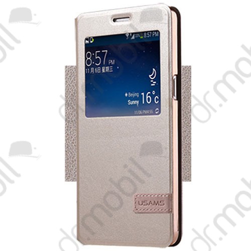 Tok álló flip Samsung SM-A700F Galaxy A7 USAMS Muge series bőr ablakos arany