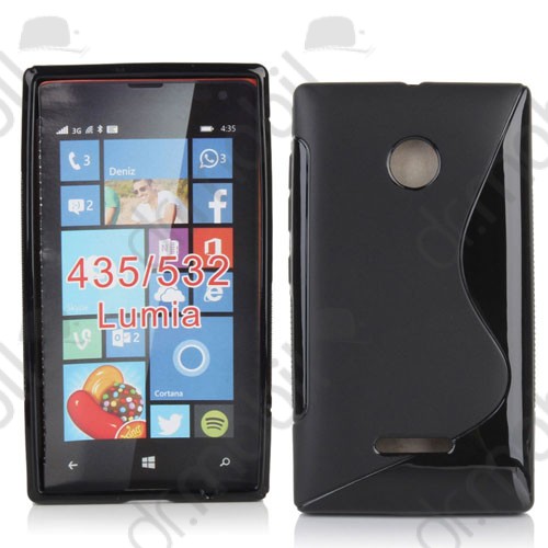 Tok telefonvédő szilikon Microsoft Lumia 435 TPU hátlap tok S-line fekete