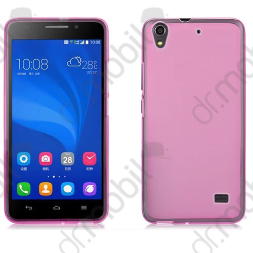Telefonvédő gumi / szilikon Huawei Ascend G620s (fényes keret) átlátszó rózsaszín