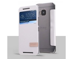 Tok álló flip HTC One M9 (2015) USAMS Muge series bőr ablakos fehér