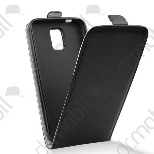 Tok álló bőr Sony Xperia E4g (ultra slim design, rejtett mágneses zár szilikon belsővel) flip fekete