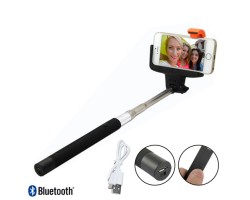 Selfie bot bluetooth tölthető akkumulátorral (távkioldó exponáló gomb, 21-100cm hosszú nyél) fekete