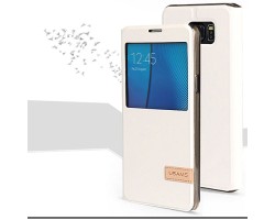 Tok álló flip Samsung SM-N920C Galaxy Note 5. USAMS Muge series bőr ablakos fehér