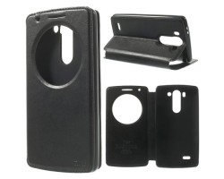 Tok álló bőr LG G3 S (D722) ROAR (FLIP, mágneses, oldalra nyíló, asztali tartó funkció, QuickWindow) fekete
