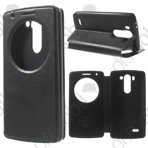 Tok álló bőr LG G3 S (D722) ROAR (FLIP, mágneses, oldalra nyíló, asztali tartó funkció, QuickWindow) fekete