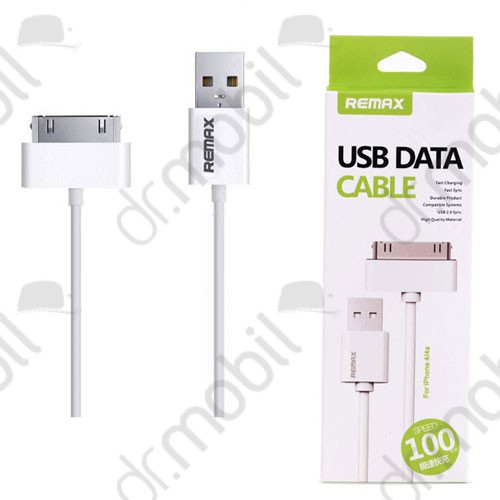 Adatkábel Apple iPhone 4S (MA591G kompatibilis) Remax fehér USB