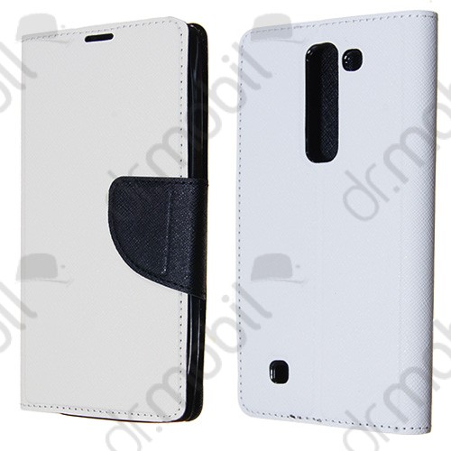 Tok álló bőr Sony Xperia Z5 (oldala nyitható, mágneses zár szilikon belsővel) flip fehér - fekete