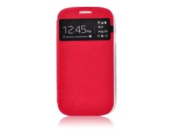 Tok álló bőr Samsung GT-I9060 Galaxy Grand Neo (oldalra nyíló, ablakos, szilikon belsővel) flip piros