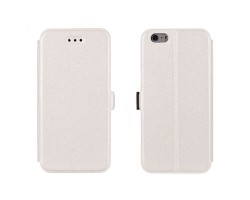 Tok álló bőr Apple iPhone SE / 5 / 5S (oldalra nyíló, mágneses zár szilikon belsővel, kártya tartóval) flip fehér