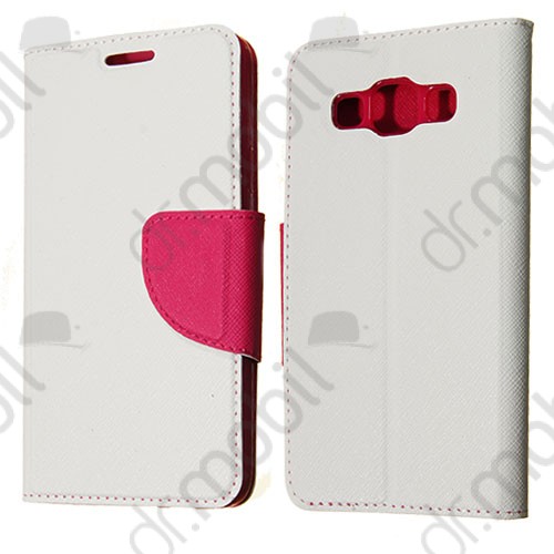 Tok álló bőr Sony Xperia Z5 (oldala nyitható, mágneses zár szilikon belsővel) flip fehér - rózsaszín