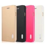 Tok álló flip Apple iPhone 6 / 6S USAMS Geek Series bőr műanyag hátlap tok PU+PC Bumper rózsaszín