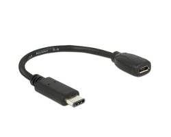 Univerzális adatkábel USB Type C 2.0 (USB-C) > Micro-B (USB-A 2.0) fekete