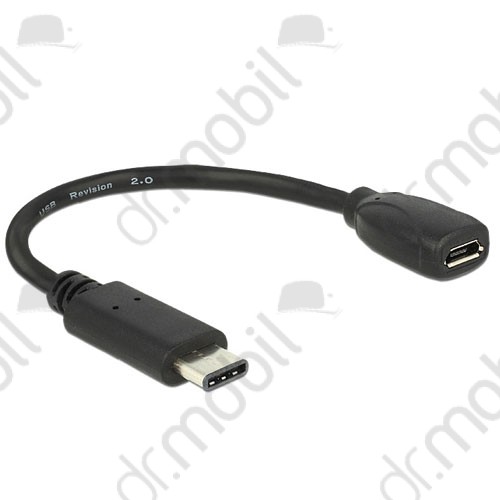 Univerzális adatkábel USB Type C 2.0 (USB-C) > Micro-B (USB-A 2.0) fekete