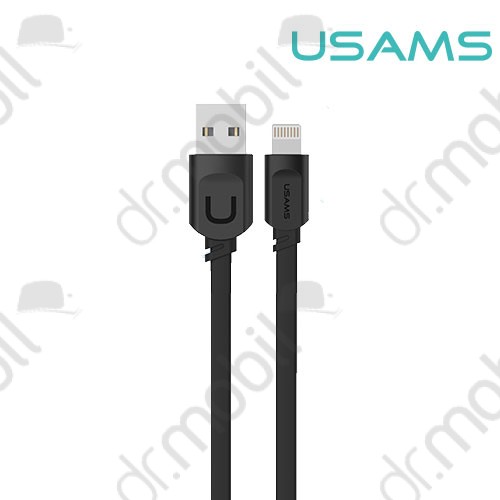 Adatátvitel adatkábel és töltő Apple iPhone 6S (Lightning 8pin, 1.5m) USAMS (2.1A) fekete