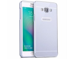 Tok telefonvédő bumper fém Samsung SM-A500F Galaxy A5 hátlap tok kipattintható hátlappal - ezüst
