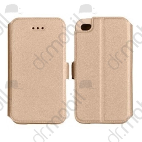 Tok álló bőr Apple iPhone 6/ 6s (oldalra nyíló, mágneses zár szilikon belsővel, kártya tartóval) flip arany
